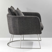 29" X 27.5" X 32.5" Dark Grey Soft Textured Fabric and Brushed Steel Chair