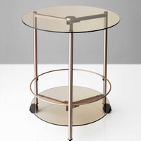 24" X 23.5" Copper 3 Wheels on Base Rolling End Table