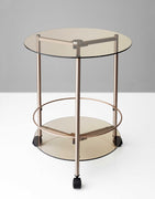 24" X 23.5" Copper 3 Wheels on Base Rolling End Table