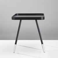 Contemporary Black Wood Grain Tray Top Side End Table