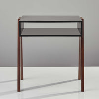 Modern Retro Black and Walnut Finish End Side Table