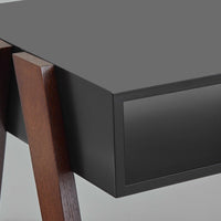 Modern Retro Black and Walnut Finish Coffee Table