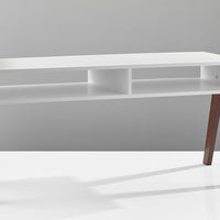 Modern Retro White and Walnut Finish Coffee Table