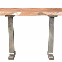 Natural Acacia Wood Iron Metal Console