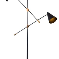 Conical Black and Copper Metal Floor Lamp
