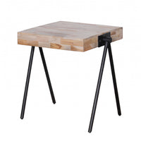 20" Modern Industrial Multi Grain Wood Side End Table