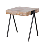 24" Modern Industrial Multi Grain Wood Side End Table