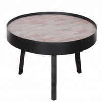 21" Round Modern Industrial Multi Grain Coffee Table