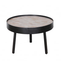 21" Round Modern Industrial Multi Grain Coffee Table