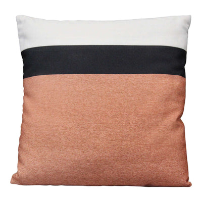 Light Coral and Black Color Block Square Pillow