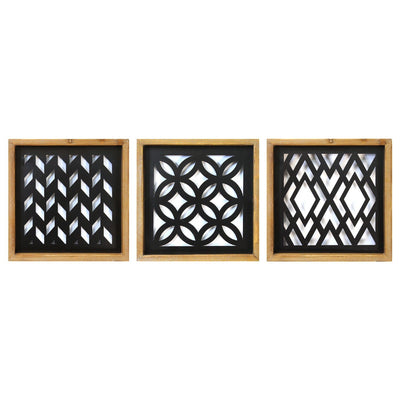 Modern Wood Black Metal Wall Decor