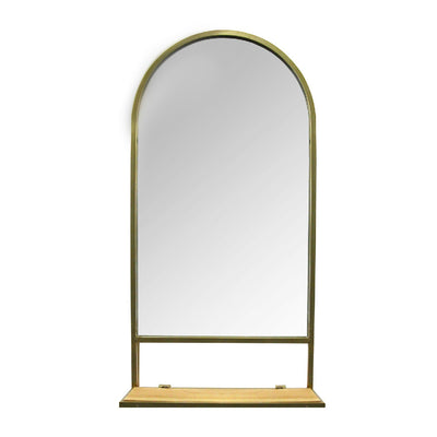 Bohemian Gold Metal Frame Mirror with Collapsible Shelf