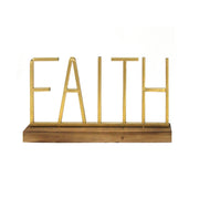 "Faith" Gold Metal and Wood Tabletop