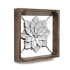 Grey Metal &amp; Wood Framed Wall Flower