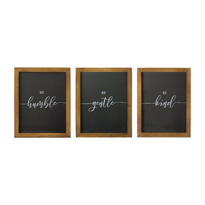 Be Kind Be Gentle Be Humble Set of 3 Wall Art