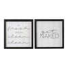 Set of 2 Get Naked Black Wood Framed Wall Art