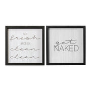 Set of 2 Get Naked Black Wood Framed Wall Art