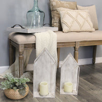S-2 Farmhouse Style Distressed Metal Candleholders