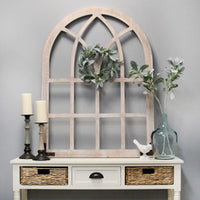 Distressed Wood Framed Window Arch Wall Decor