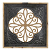 Distressed White Enamel Metal and Wood Framed Wall Art