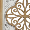 Distressed White Enamel Metal and Wood Framed Wall Art