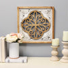 Distressed White Enamel Metal and Wood Framed Wall Art