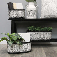 S 3 Black and White Textured Metal Planters
