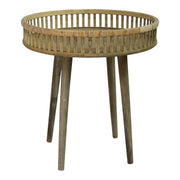 Distressed Rattan Brown Bamboo &amp; Wood - Side Table