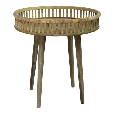 Distressed Rattan Brown Bamboo & Wood - Side Table