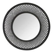 38" Andi Black Woven Rattan Mirror