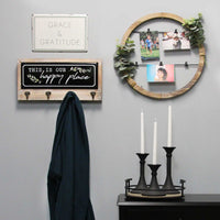 Rustic Chalkboard Style Coat Hook Rack