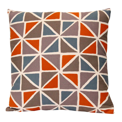 Orange and Blue Geometric Design Square Pillow