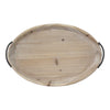 18" Oval Natural Ivory-Finished Wood with Curved Black Metal Handles