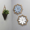 Light Blue Flower Metal &amp; Wood Framed Wall Art