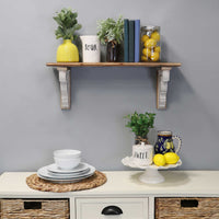 Distressed Two-Tone Natural Wood Shelf