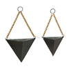 Set of 2 Triangle Metal and Wood Wall Planters