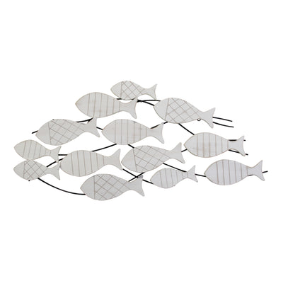 Distressed Fish in Motion Metal Wall Sculpture