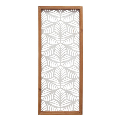 Carved Leaf Wood Framed Wall Panel