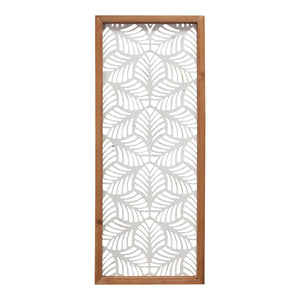 Carved Leaf Wood Framed Wall Panel