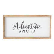 Adventure Awaits Natural Wood and White Framed Wall Art