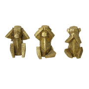 S-3 Gold Distressed Wise Monkey Sculptures