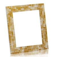 11" X 13" X 2" White &amp; Brown Wood &amp; Glass Mosaic
