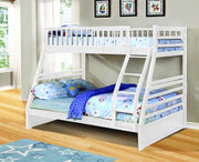 Contemporary White Finish Twin over Full Bunk Bed