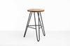 24" Round Natural Brown Ash Wood And Steel Bar Stool