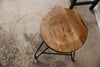 24" Round Natural Brown Ash Wood And Steel Bar Stool