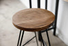 24" Round Natural Brown Ash Wood And Steel Bar Stool