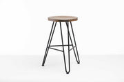 24" Round Charcoal Brown Ash Wood And Steel Bar Stool