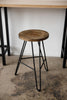 24" Round Charcoal Brown Ash Wood And Steel Bar Stool