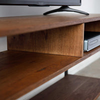 Warm Dark Finish Maple And Steel TV Stand and Media Center