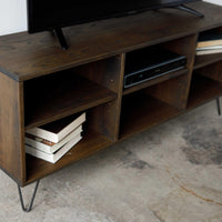 Warm Dark Finish Multi Compartment TV Stand or Media Center